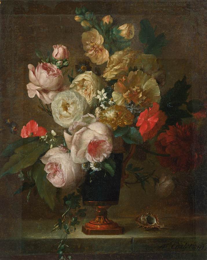 Net of Flowers in a Vase with a Shell