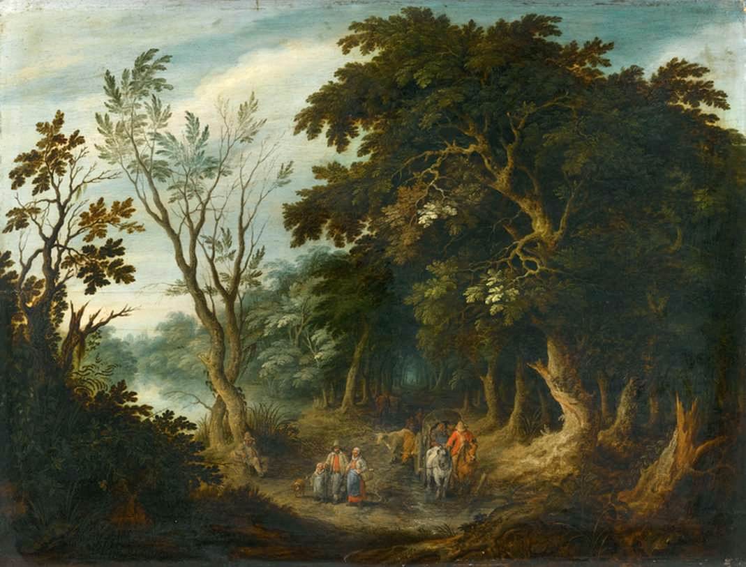 Travelers on a Forest Road