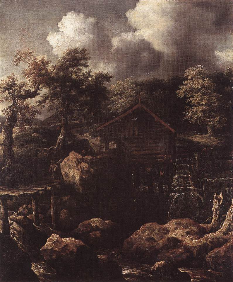 Forest Scene with Watermill