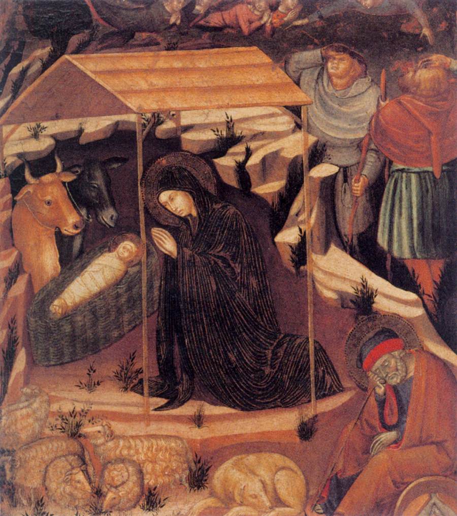 Nativity med den jomfruelige, der tilbeder barnet