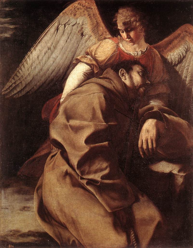 Saint Francis Leaning Next to Angel