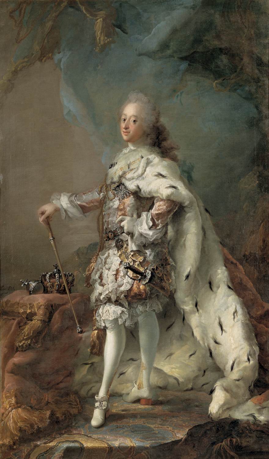 Portrait de Frederik V sur une robe d'onction