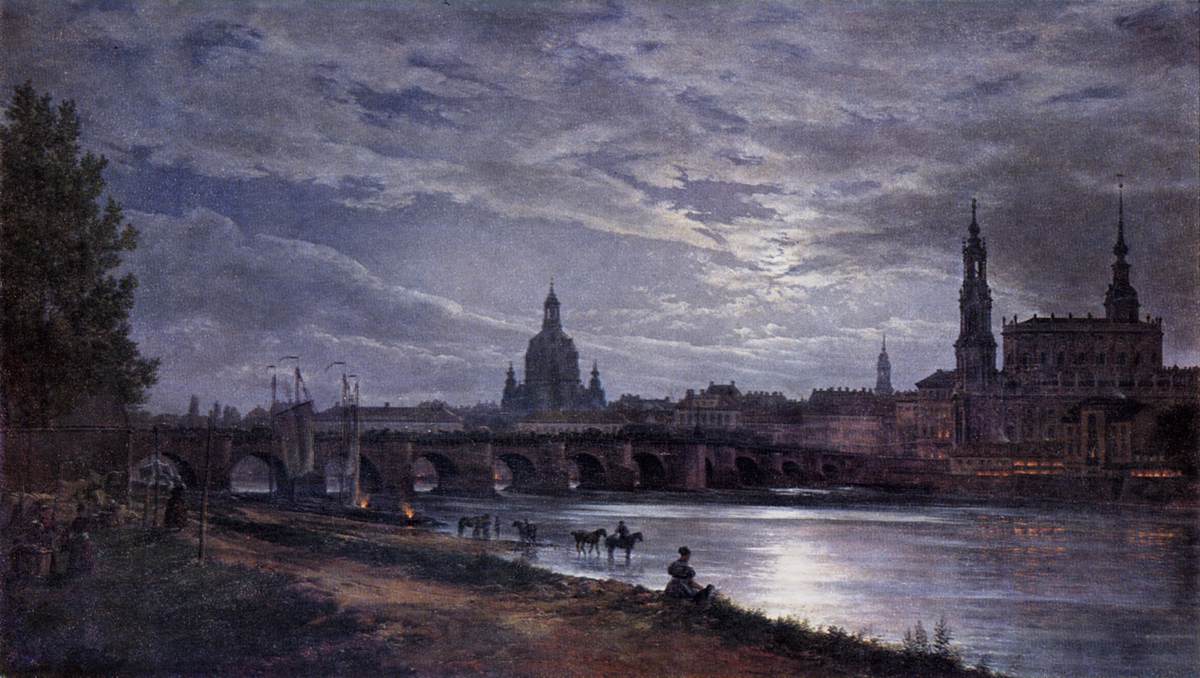 Vista de Dresden na Lua Cheia