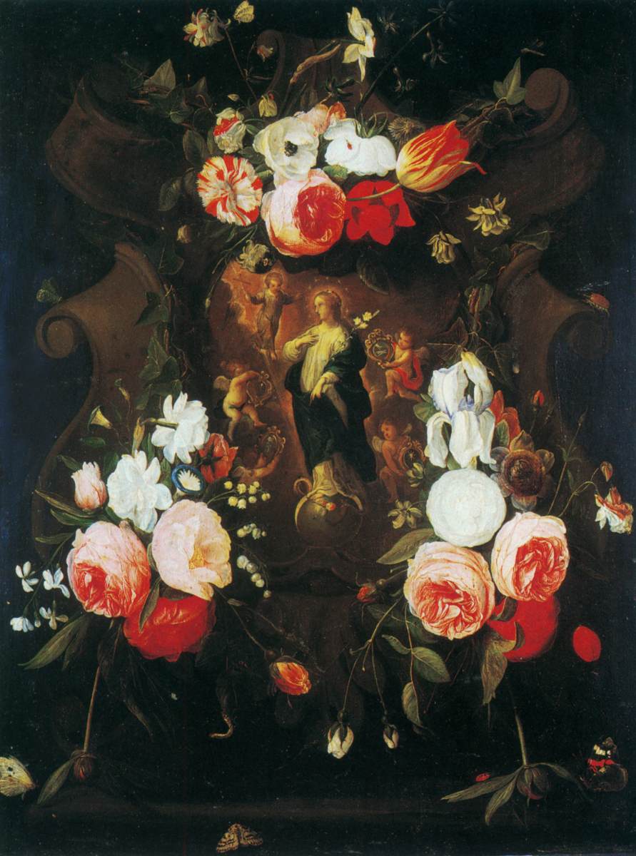 Guirnaldas de Flores que Rodean La Concepción La Inmaculada