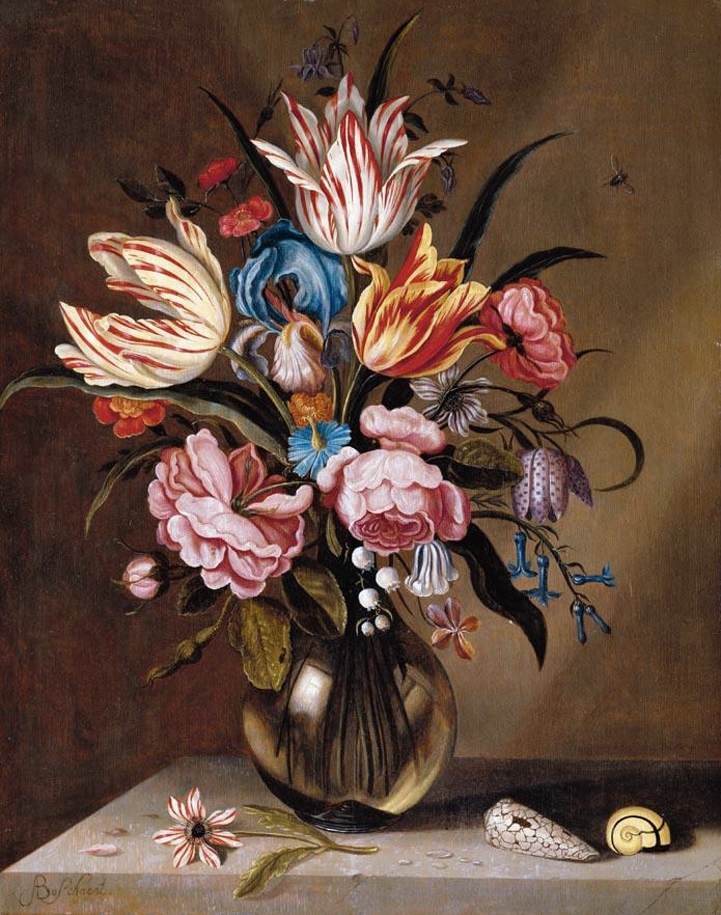 Flowers in a Glass Vase