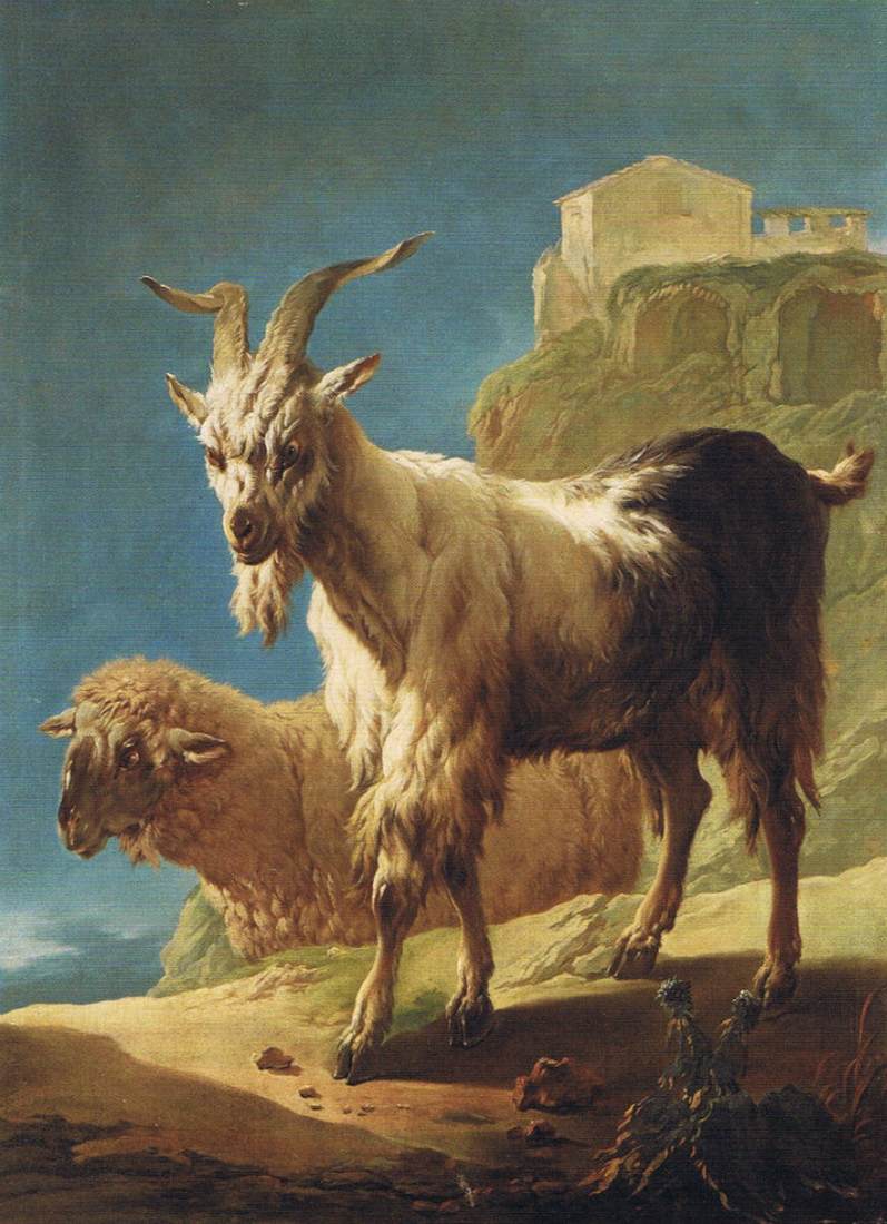 A Goat and a Sheep in an Italian Landscape