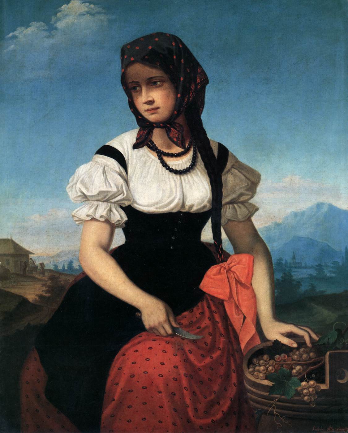 Fille de la récolte de raisin