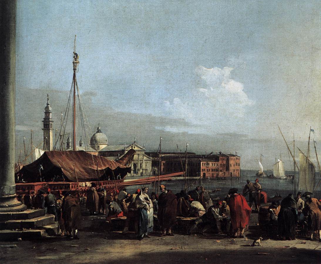 Le marché molo avec la vue de San Giorgio Maggiore