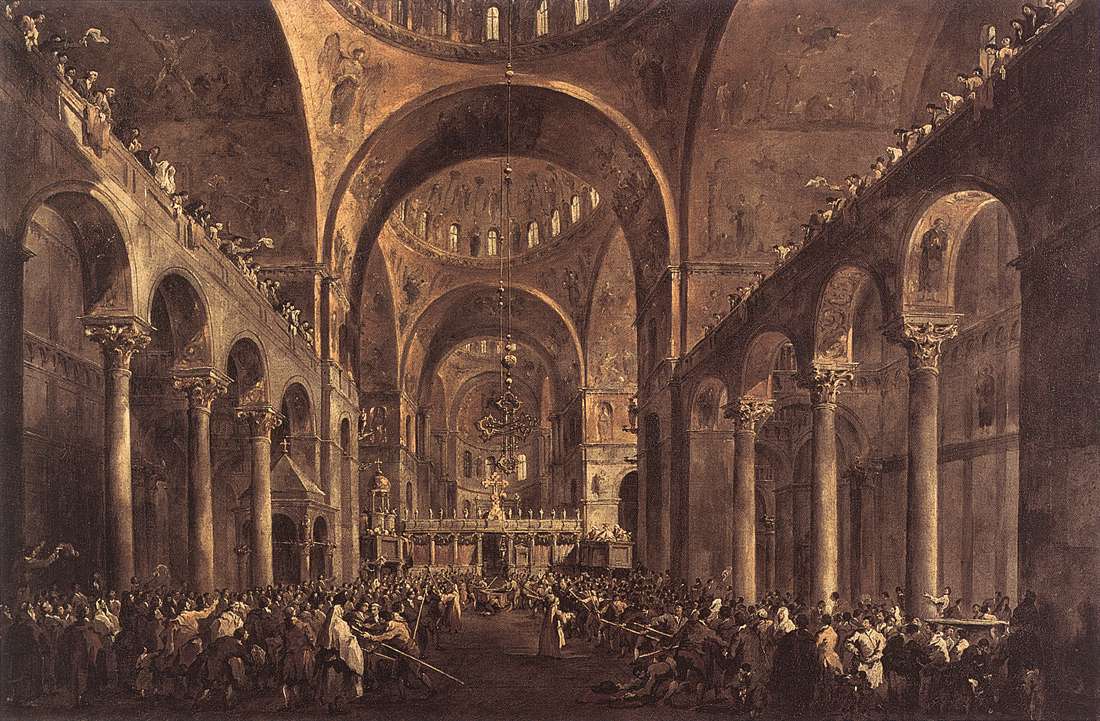 Dege Alise IV Mocenigo于1763年在圣马科斯大教堂的人们出现