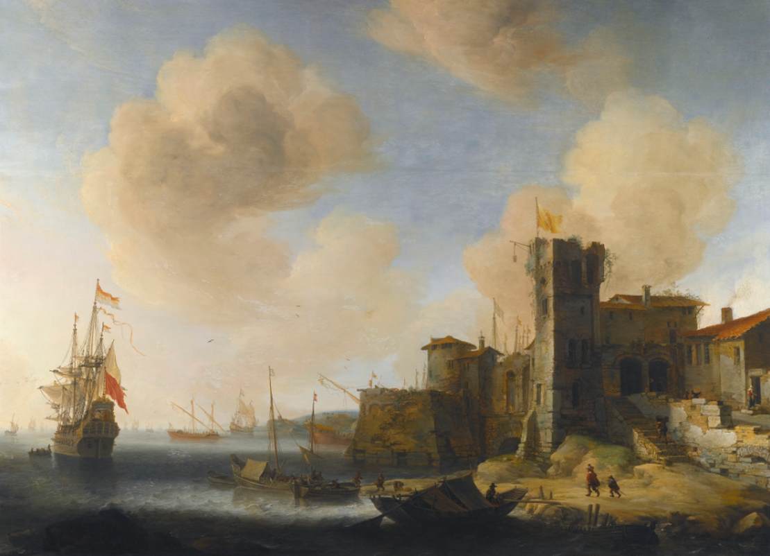 Mediterranean Port, with the Dutch Ship Prophet Elias at Anchor
