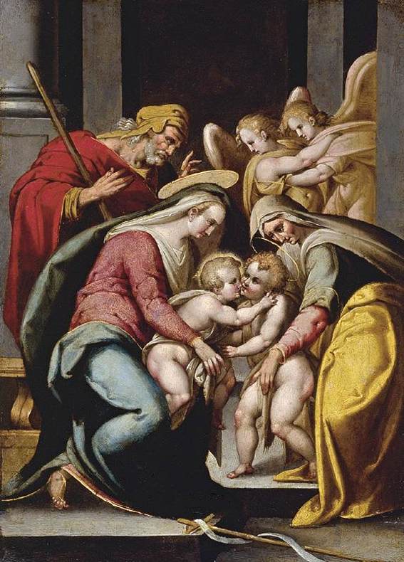 De Sagrada Familia met Santa Isabel en de San Juan Bautista Infant