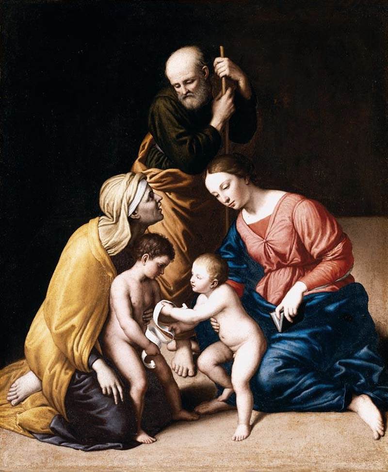 La Sagrada Familia con El Bebé San Juan Bautista y Santa Isabel
