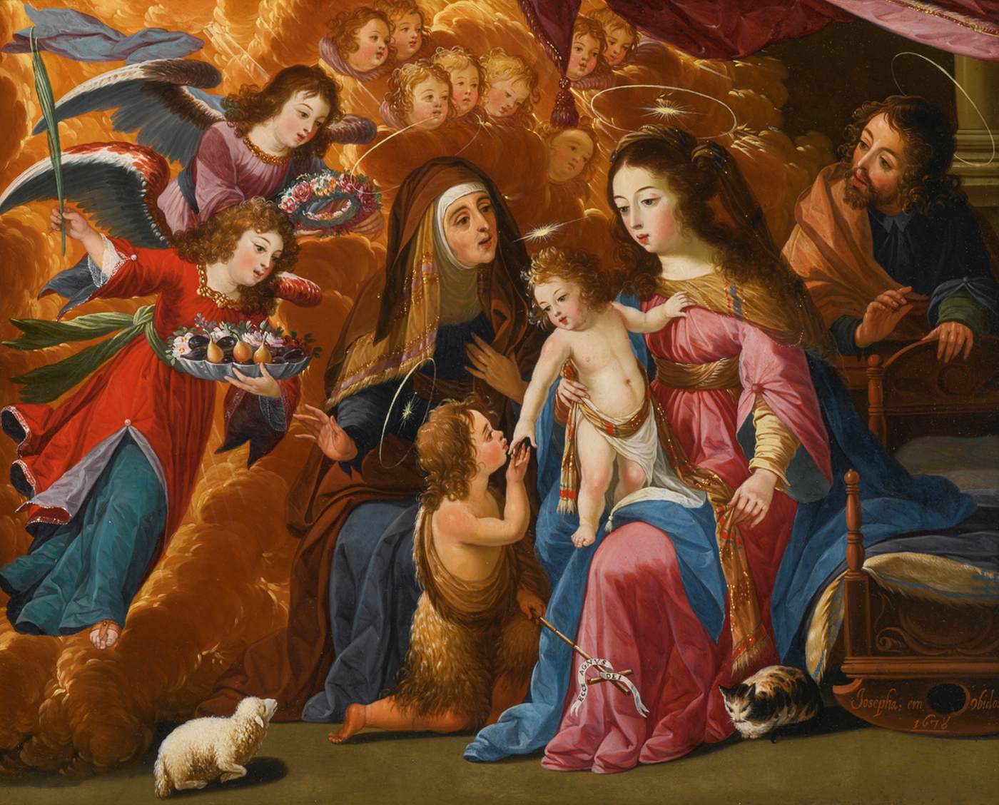 Sagrada Familia med babyen San Juan Bautista, Santa Isabel og Los Angeles
