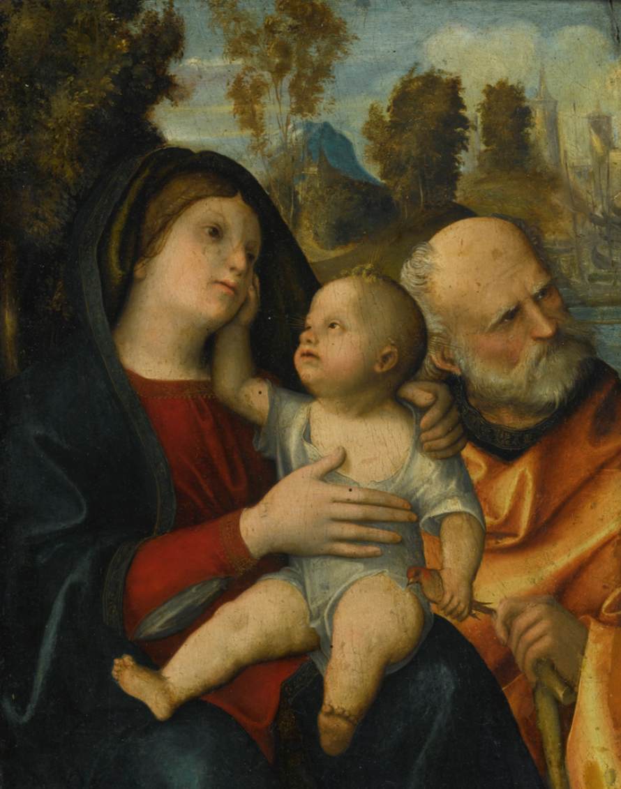 The Holy Family in a Forested River Landscape