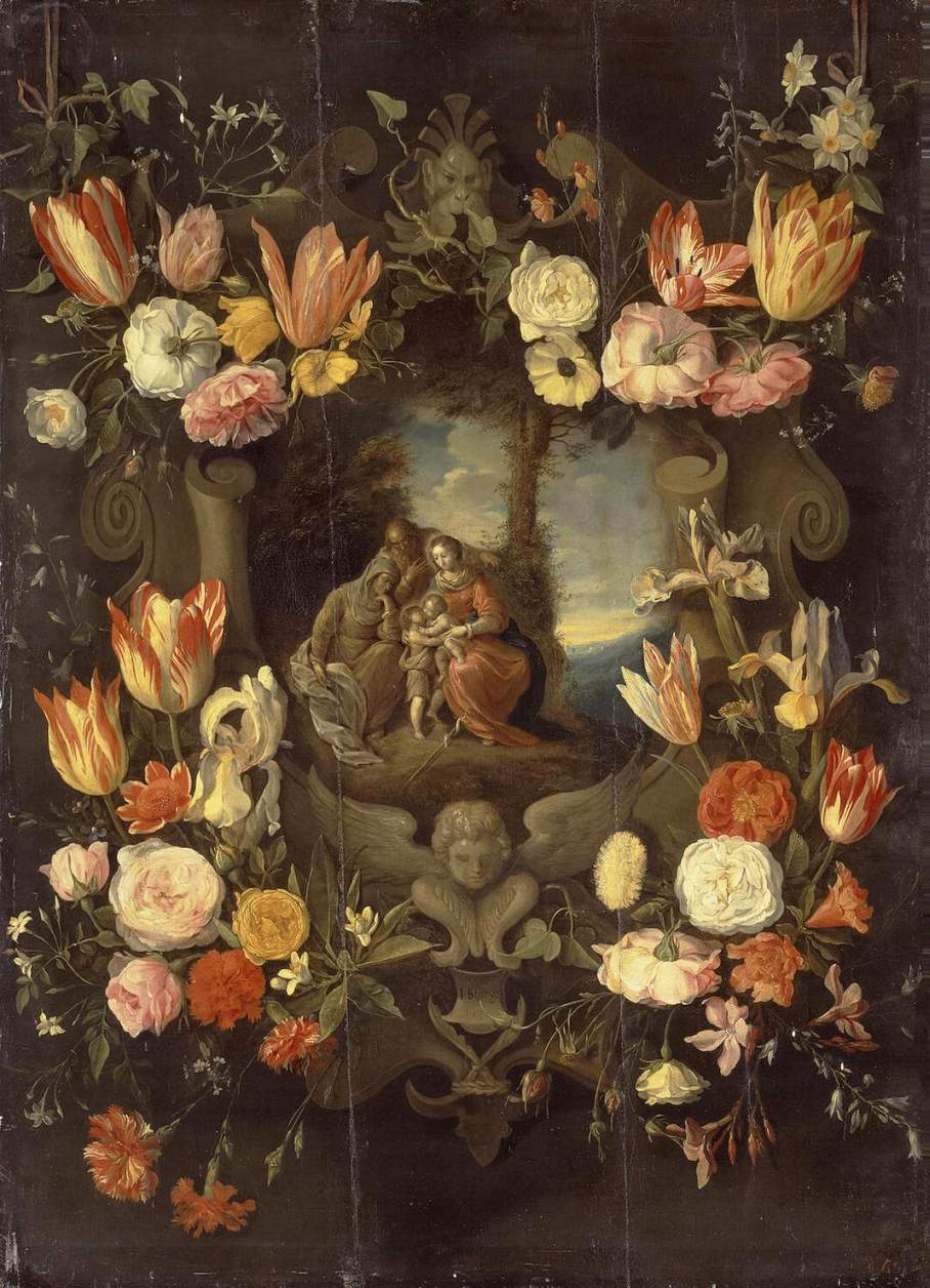 The Holy Family Framed with Flowers