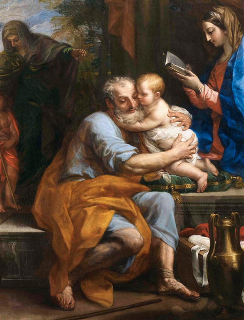 Heilige Familie: Saint Joseph met het kind Jezus Christus