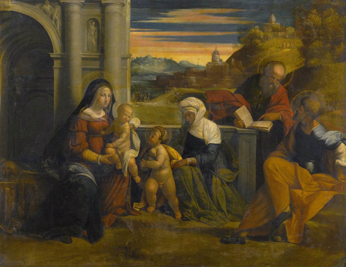 Sagrada Familia med Santa Ana och Joaquín och babyen San Juan Bautista