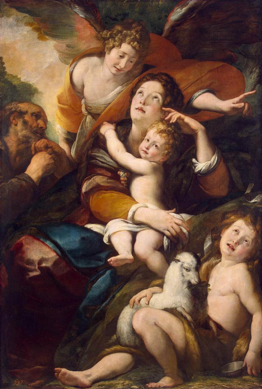 Den hellige familie med Juan Bautista og en engel
