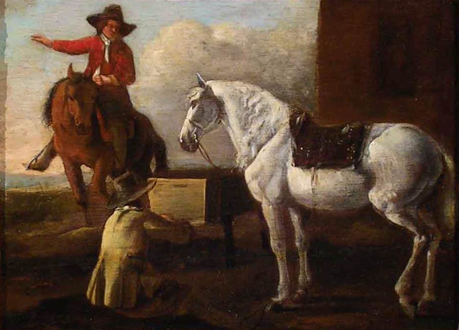 Jeune artiste peignant un cheval et un cavalier