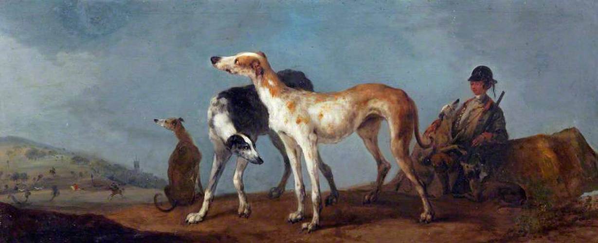 Three Hounds with a Hunter, a Hunt to the Left