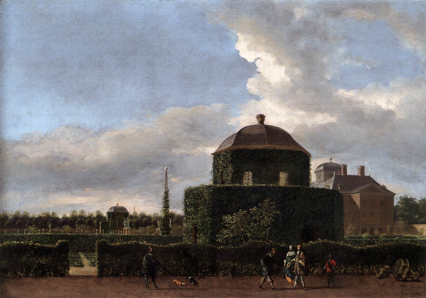 Huis dix bosch à La Haye et son jardin formel (vu de l'est)