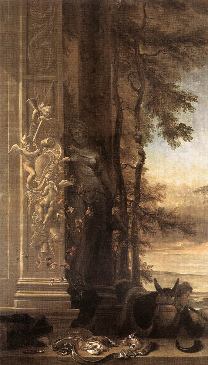 Hunting Still Life with Statue of Diana