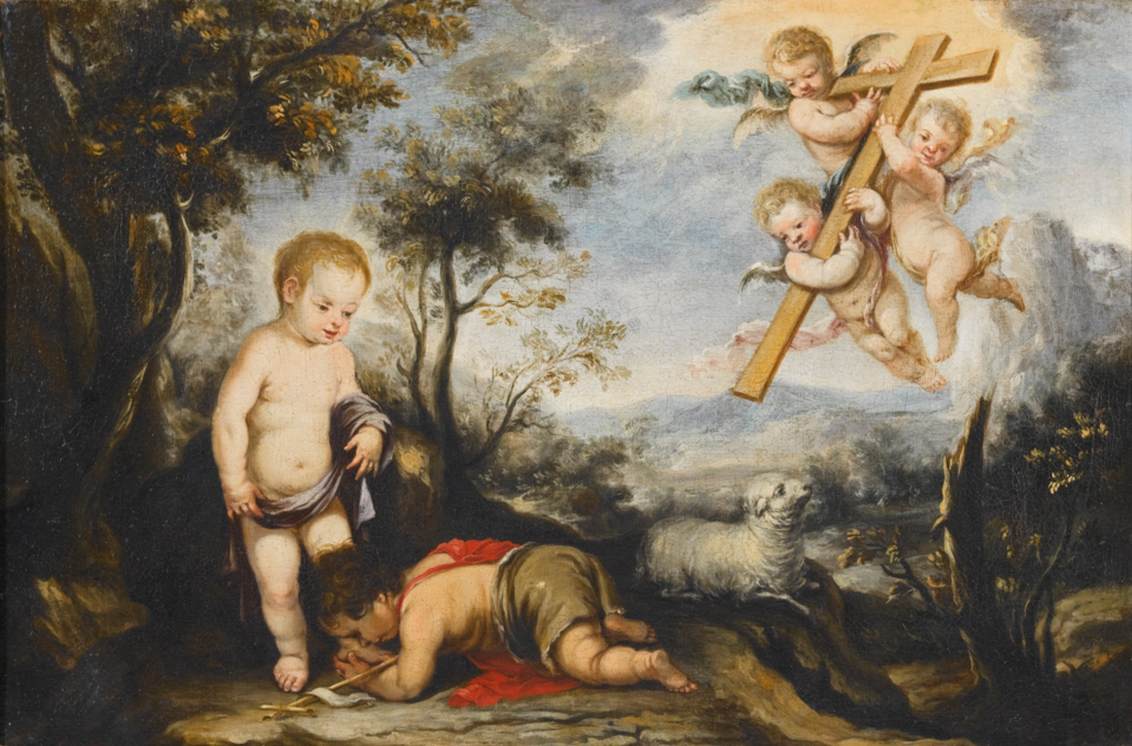 Bébé saint Jean le baptiste et l'enfant Jésus-Christ