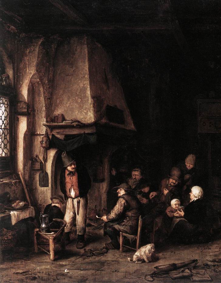 Interior of a Farm with Skaters