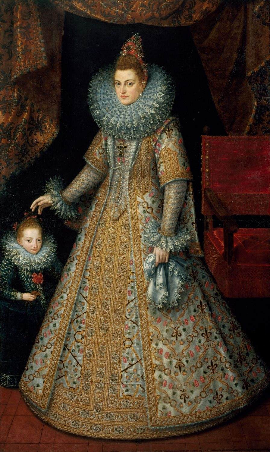 Porträt von Isabella Clara Eugenia de Österreich mit ihrem Zwerg