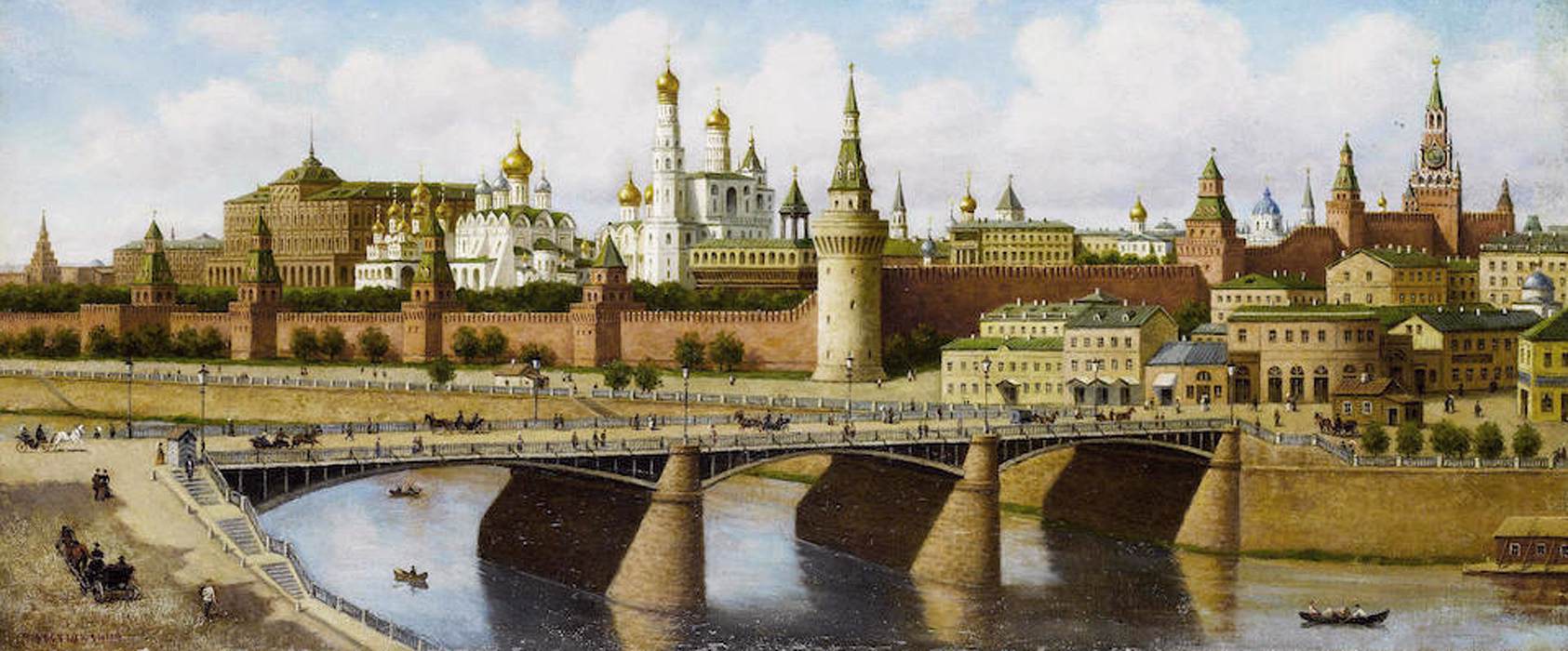 Moskvoretsky Köprüsü'nden Kremlin Görünümü