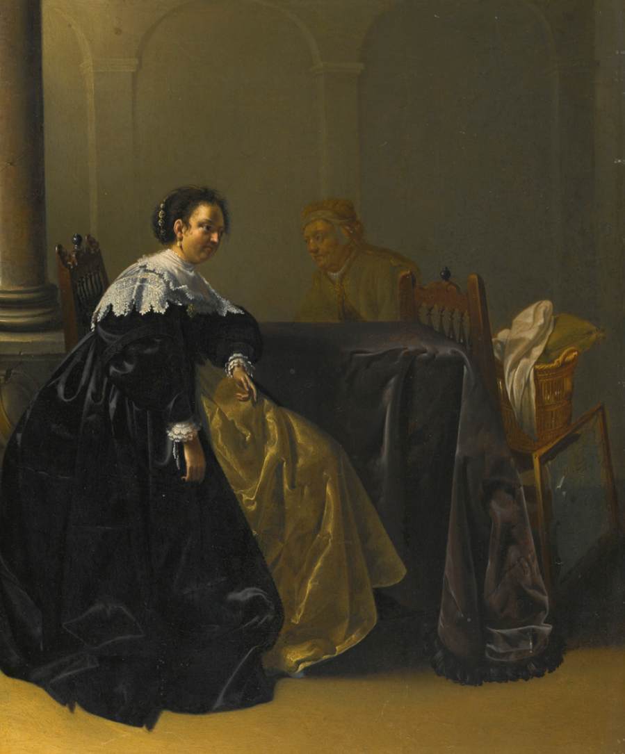 Elegant Young and Old Maid in an Interior