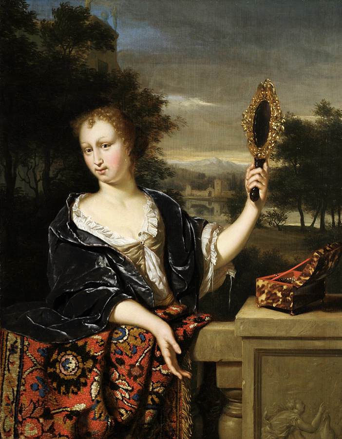 Elegant Lady with a Mirror