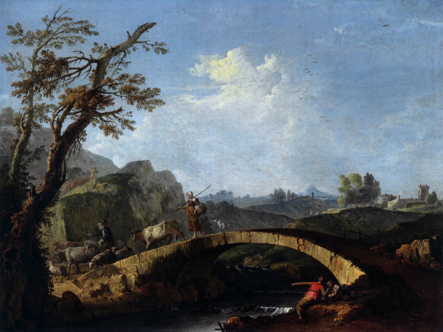 Landschaft mit Brücke