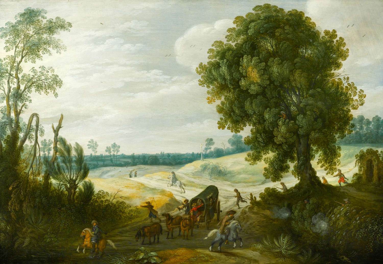 Landschaft mit einem Konvoi