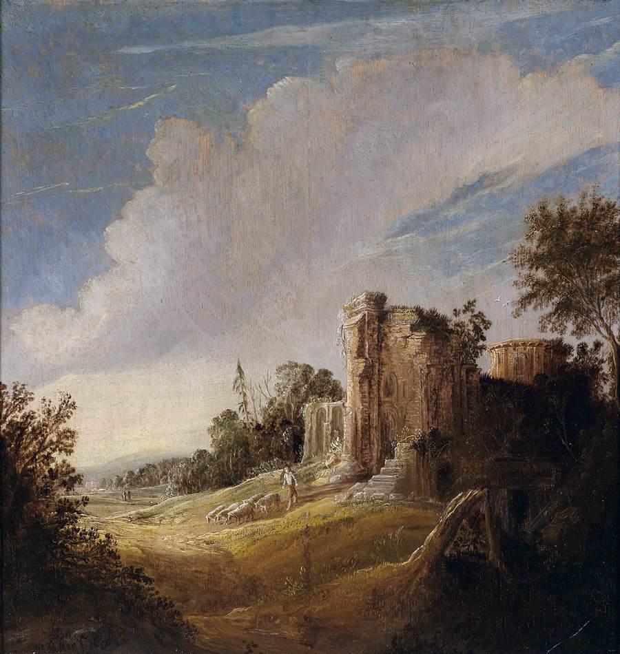 Paysage avec des ruines