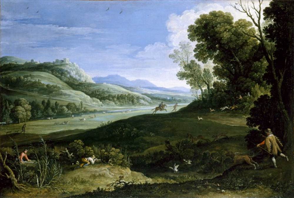 Landscape with Hunters Chasing a Hare