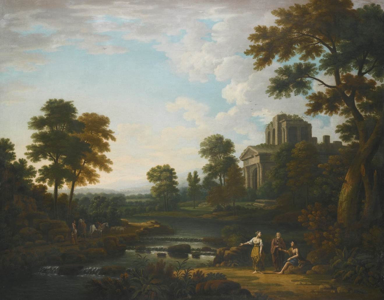 Arcadian Landscape with Figures Next to a Dump