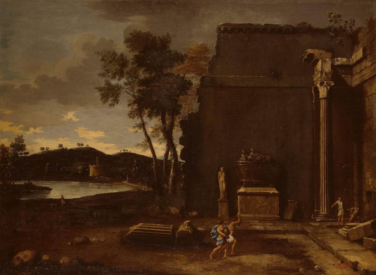 Paysage avec sarcophage