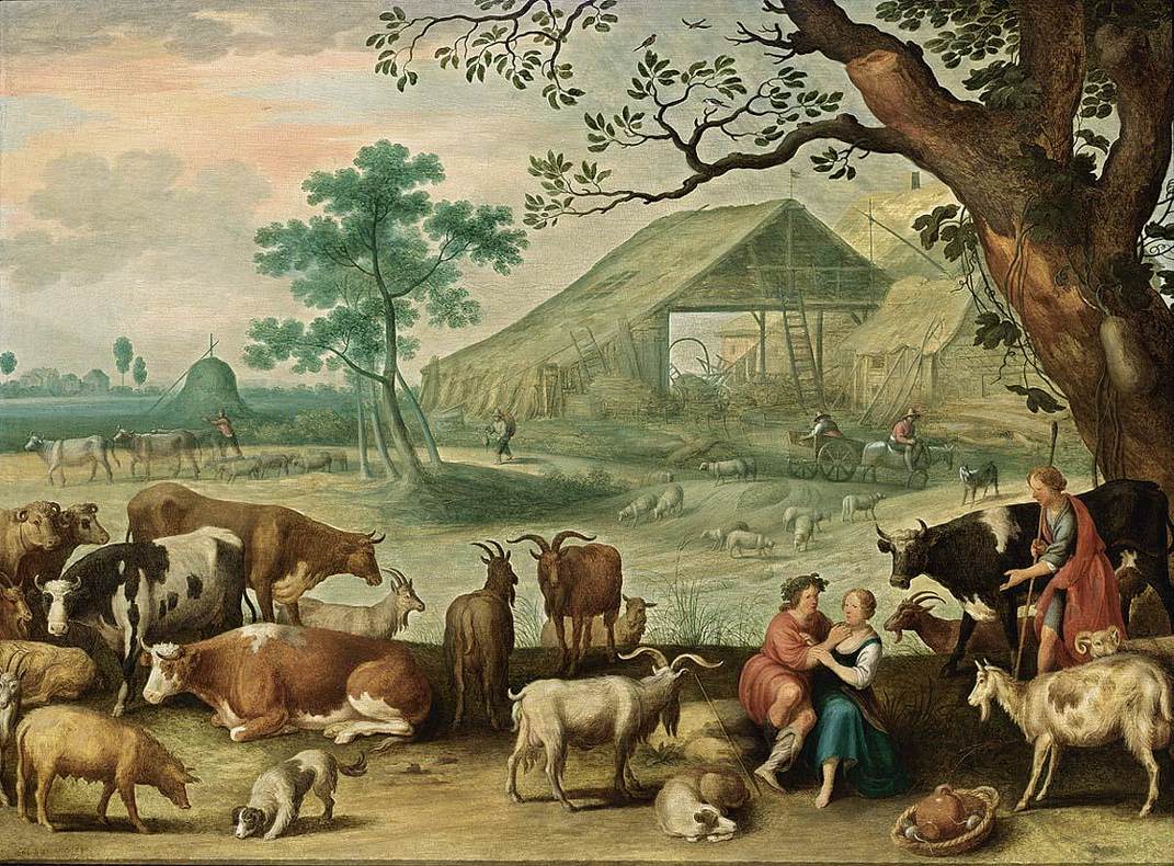 Paysage avec des pasteurs d'amour