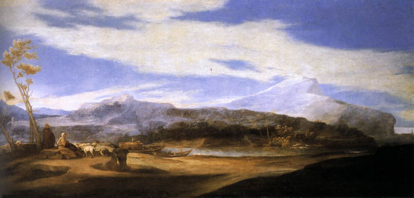 Paysage avec des bergers