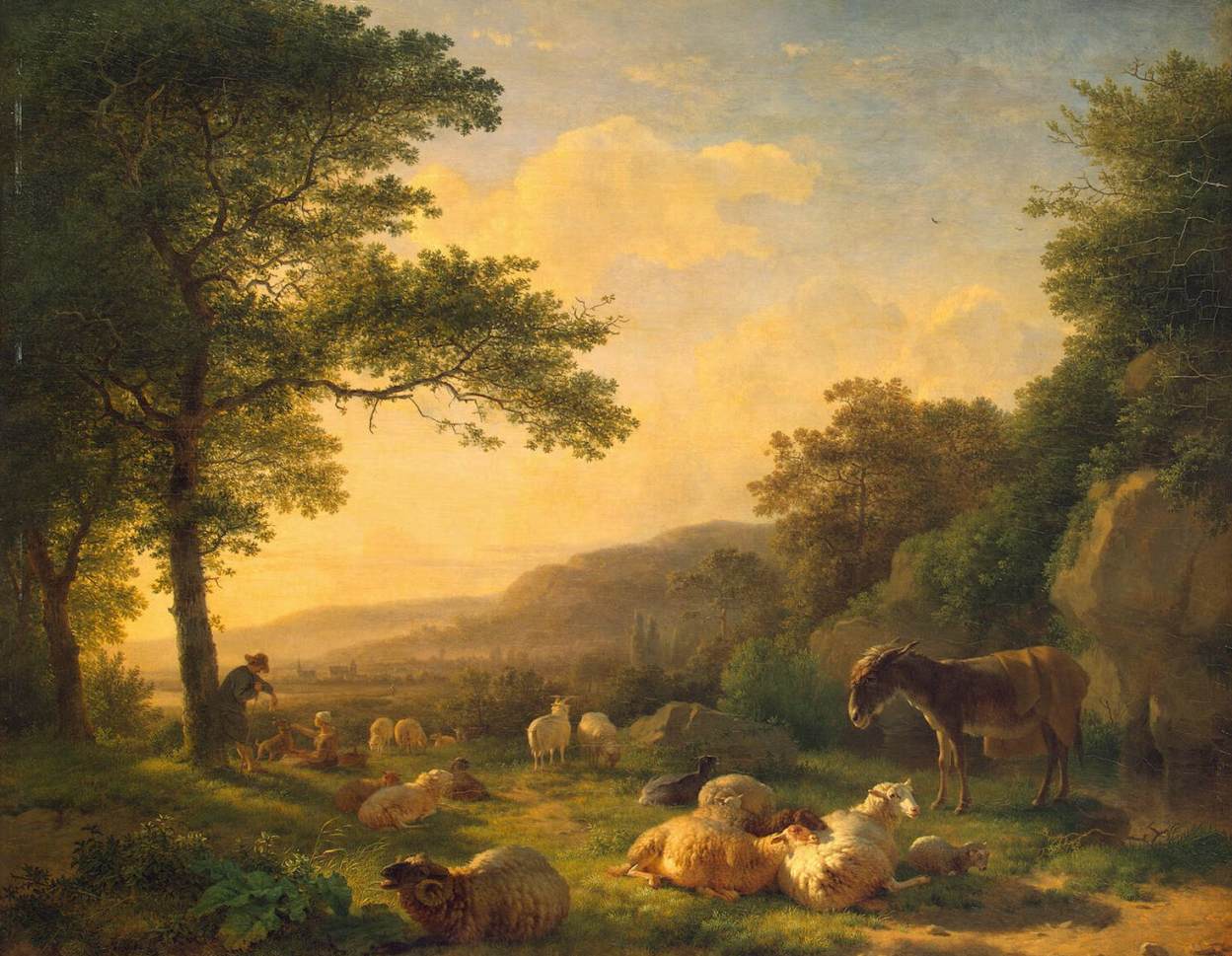 Paysage avec un troupeau de moutons