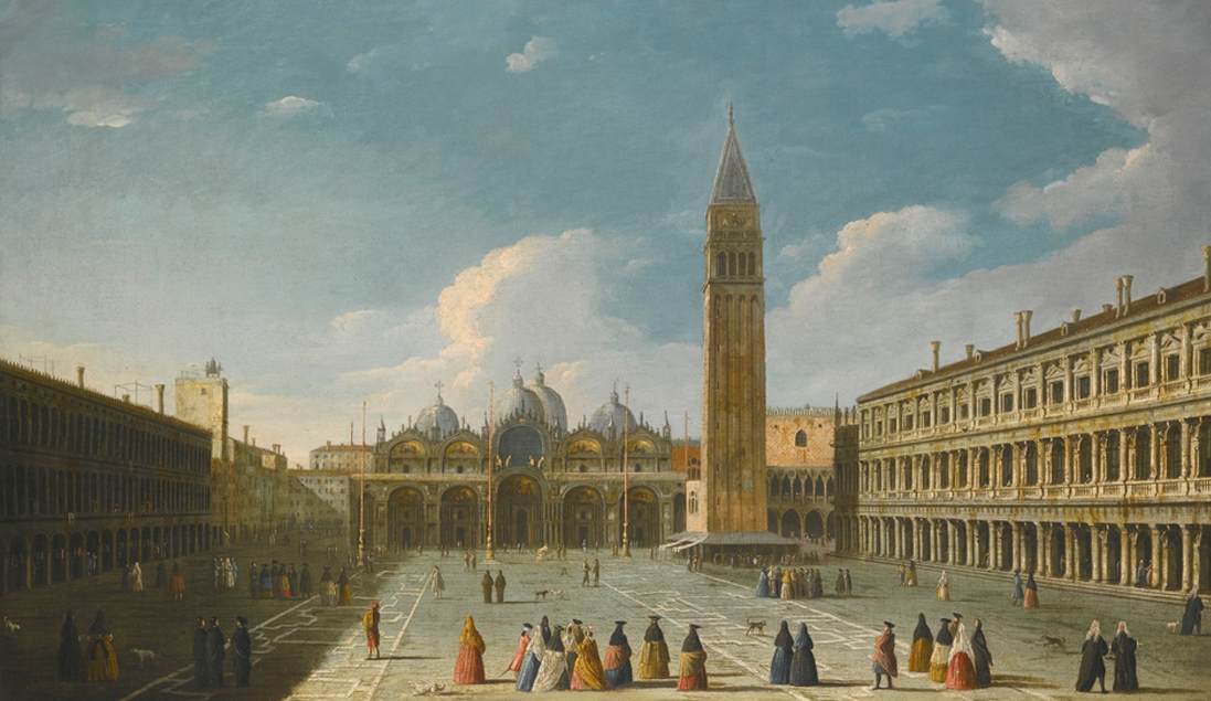 Bazilika ile Plaza San Marcos'un görünümü, Venedik
