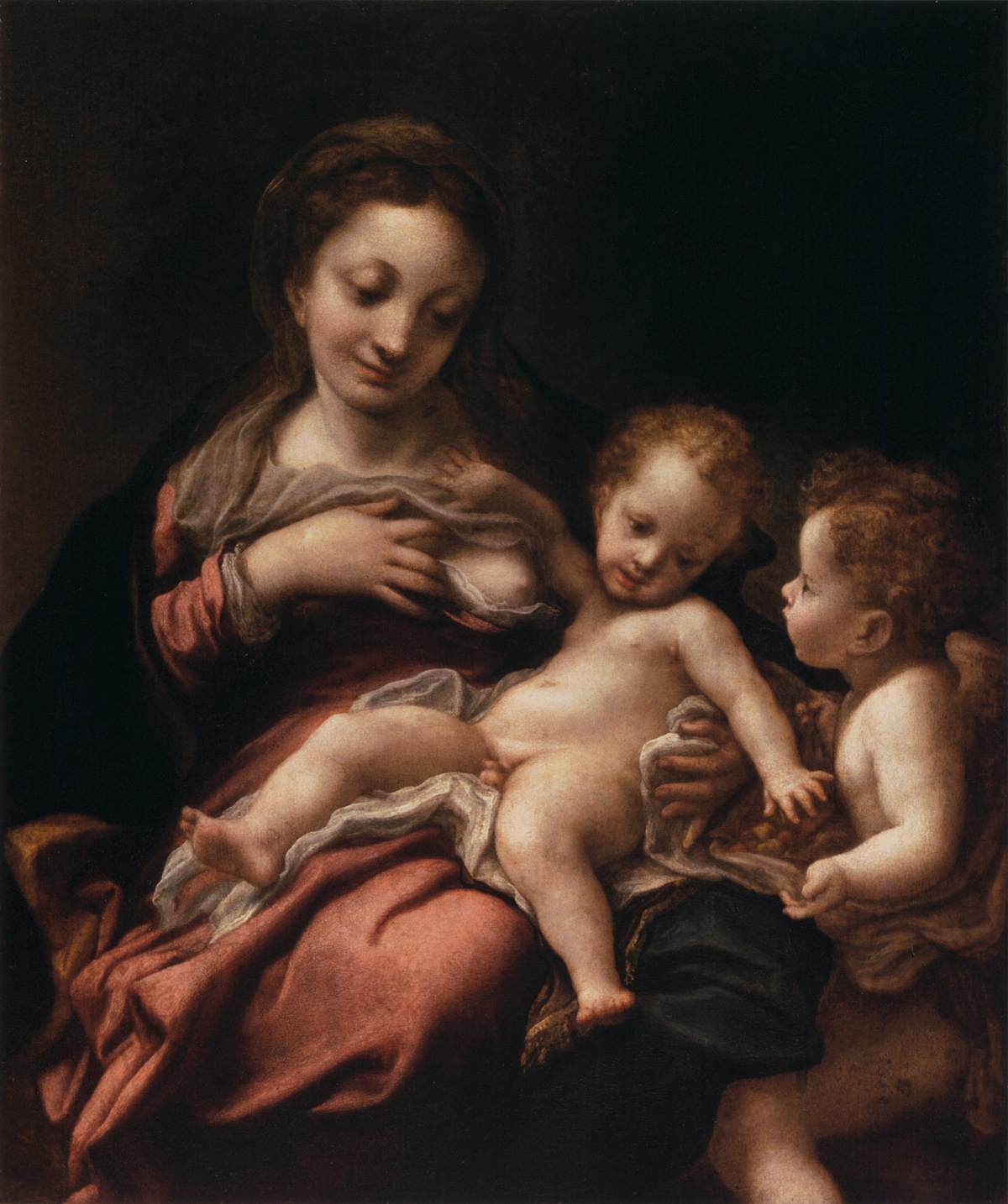 Jomfruen og barnet med en engel (Virgen del Latte)