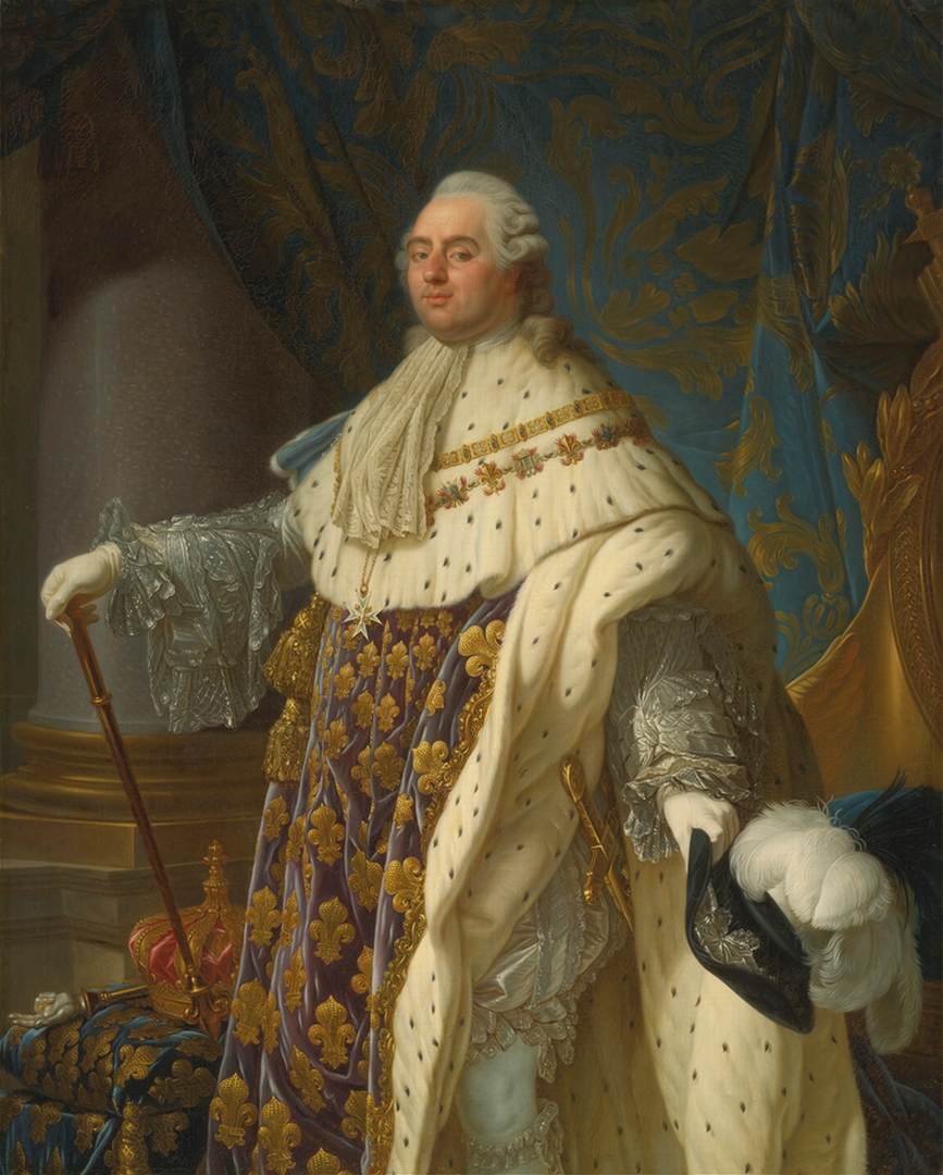 Porträtt av King Louis XVI i full kroningsgåva