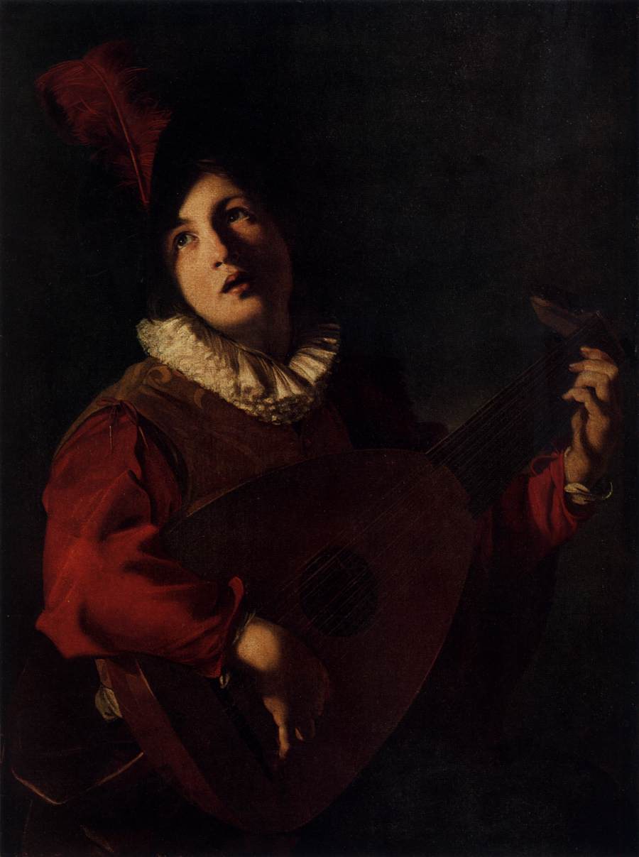 Young Man Playing Lute