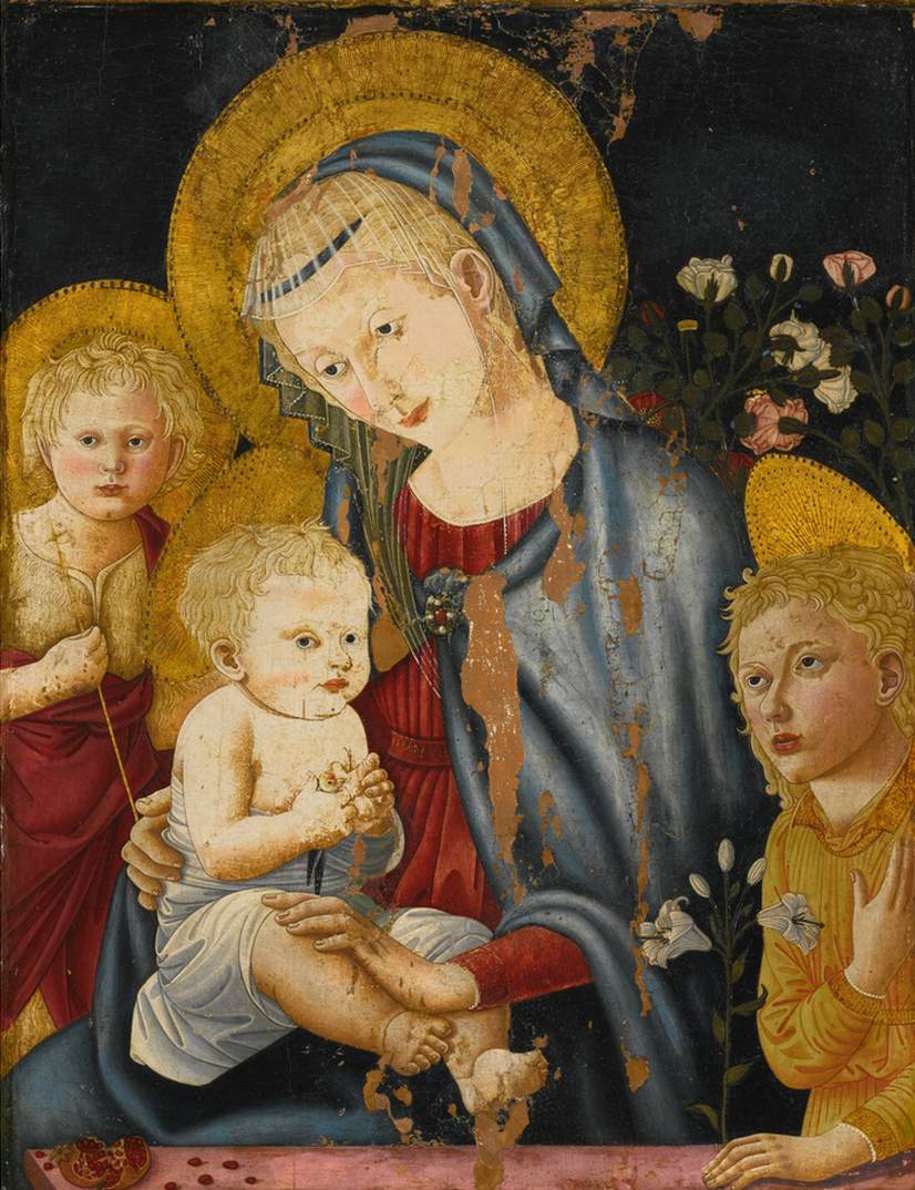 La Virgen y el Niño con El Bebé San Juan Bautista y un Ángel