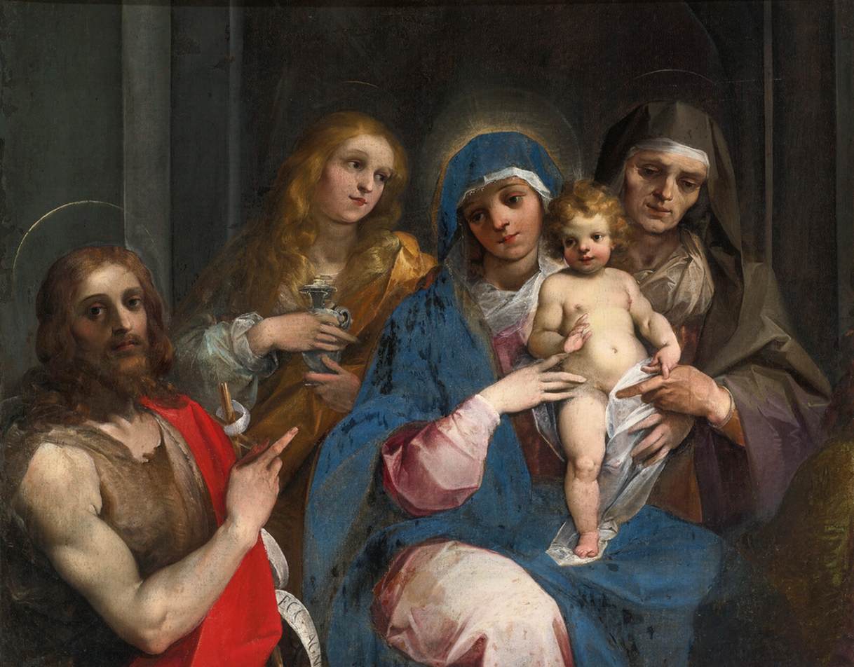 Die Jungfrau und das Kind mit San Juan Bautista, María Magdalena und Ana