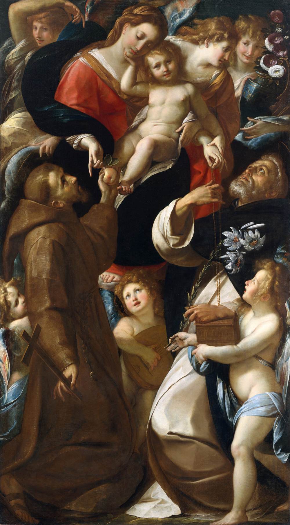 The Virgin and the Child con San Francisco e Domingo e Ángeles