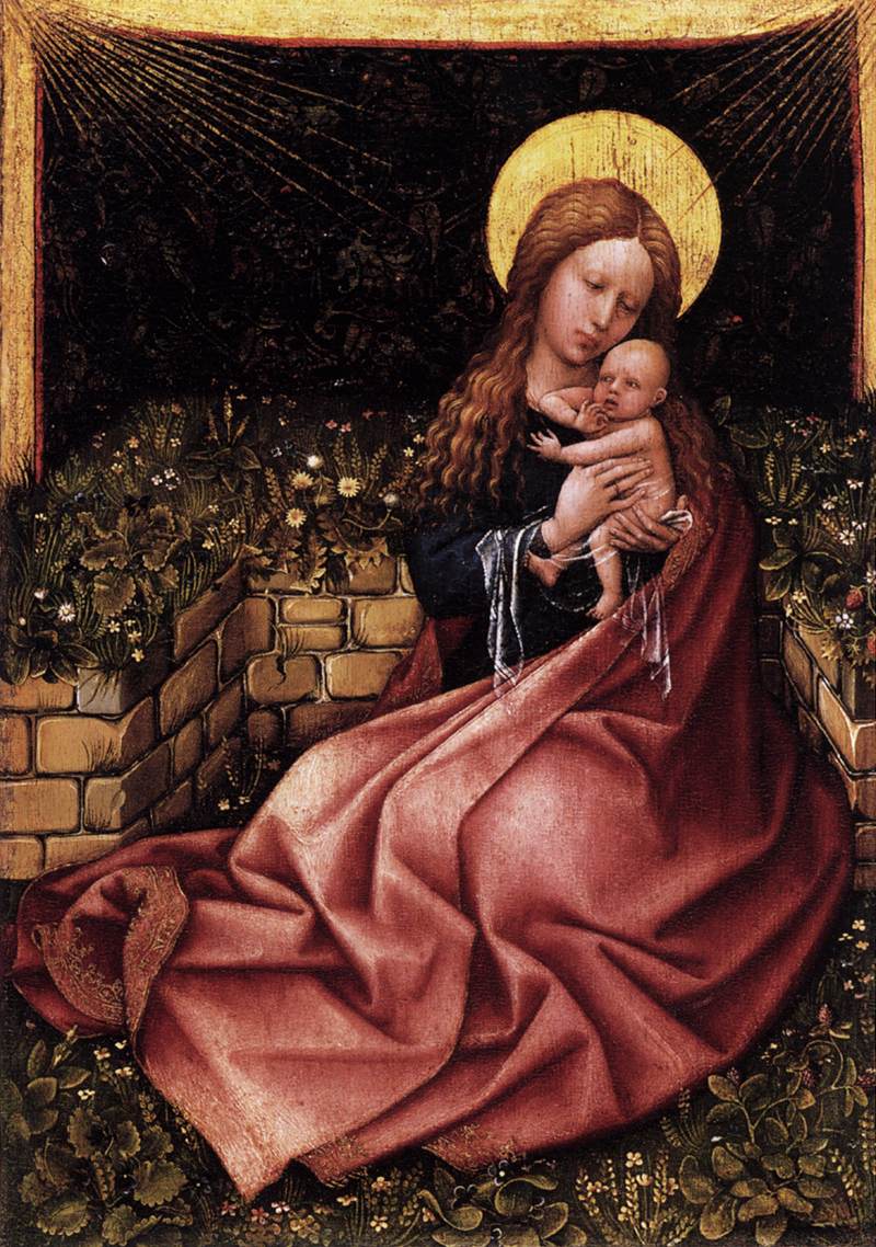 The Virgin Beside a Grassy Bench