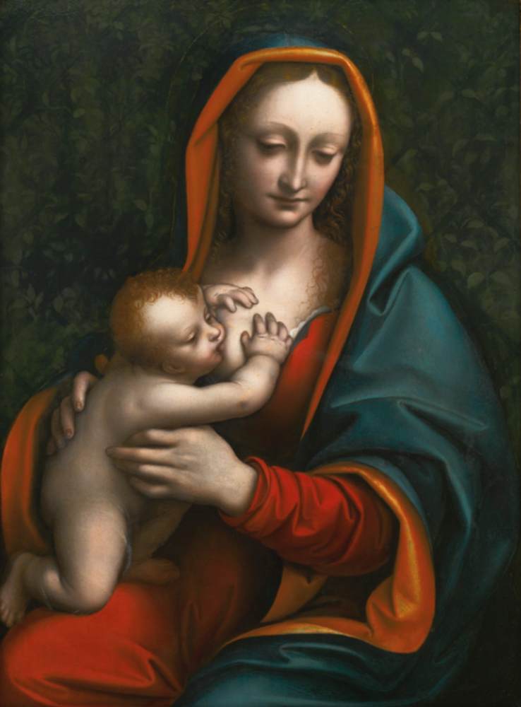 Die Jungfrau füttert das Baby Christus